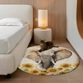 thumbnail image 2 of Round Rug 3.3Ft Washable Non-Slip, Vintage Elephants Circle Area Rugs for Living Room Bedroom, Spring Summer Sunflowers Daisy Floral Indoor Floor Mats Carpet Runner for Home Decor Aesthetic, 2 of 8