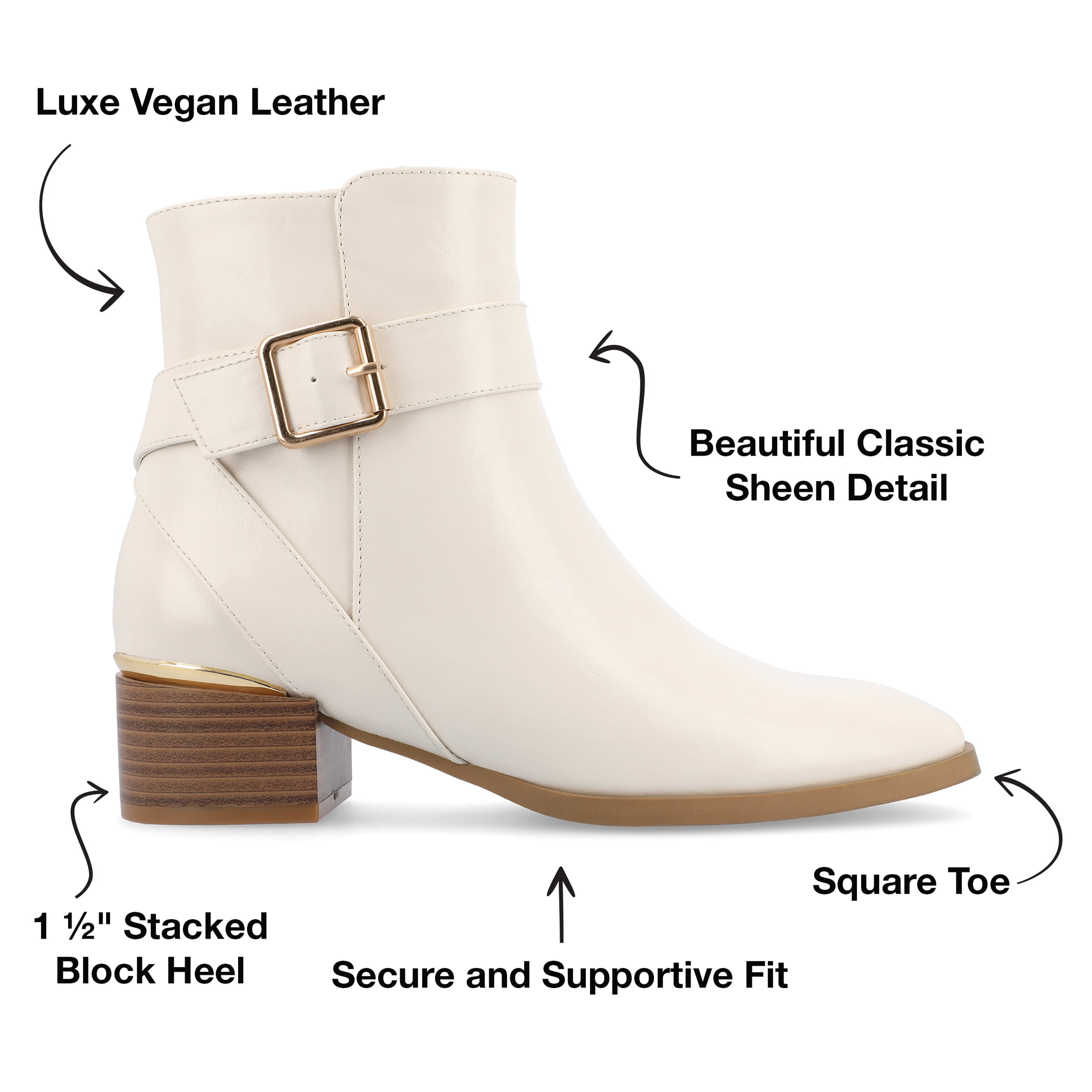 Journee Womens Elley Stacked Block Heel Square Toe Booties