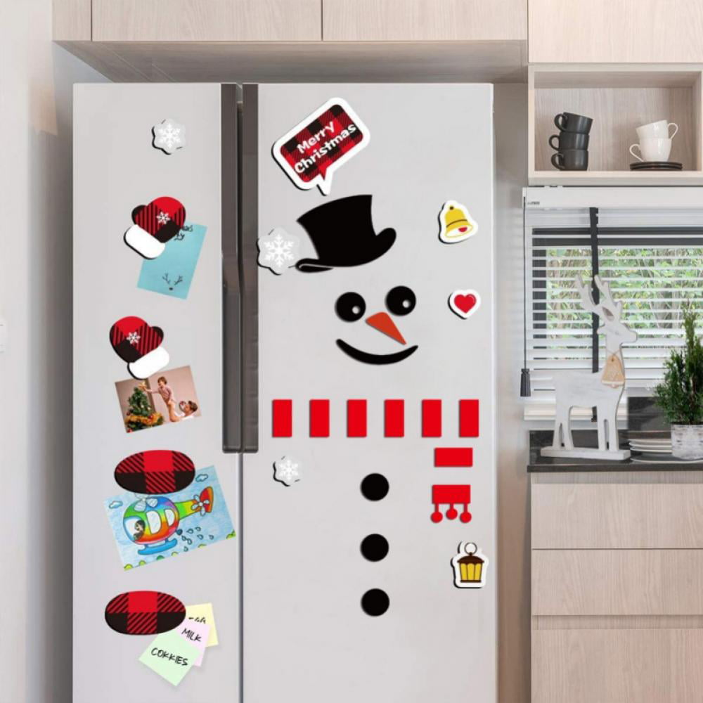 For Wall Funny Cute Snowman Home Gift PVC Christmas Decor Refrigerator Sticker