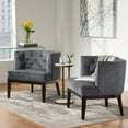 thumbnail image 2 of Noble House Suncook Fabric Tufted Club Chair, Set of 2, Charcoal, 2 of 9