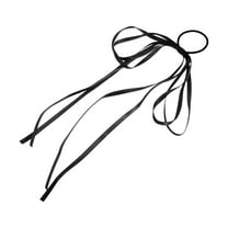 Unique Bargains 1 Pc Grace Solid Bow Long Ribbon Hair Elastic Band Black