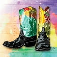 thumbnail image 2 of OnRei 26x26 White Modern Wood Framed Museum Art Print Titled - Colorful Boots, 2 of 4