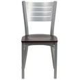 thumbnail image 6 of Flash Furniture 2 Pk. HERCULES Series Silver Slat Back Metal Restaurant Chair - Mahogany Wood Seat, 6 of 7