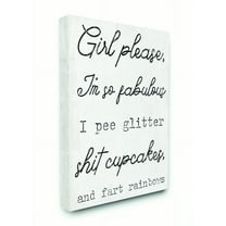 Stupell Home Décor Girl Please Glam Funny Wood Textured Word Design Canvas Wall Art by Daphne Polselli