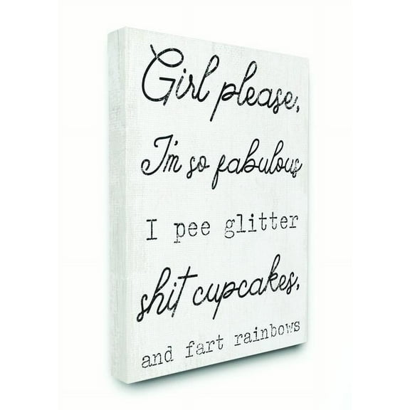 Stupell Home Décor Girl Please Glam Funny Wood Textured Word Design Canvas Wall Art by Daphne Polselli