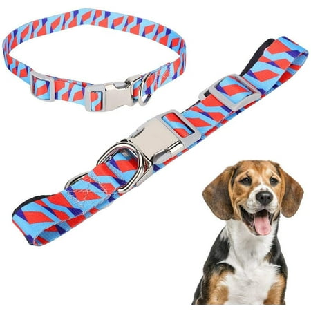 IGUOHAO Collier pour chien, demi-boucle en métal en nylon réglable collier  pour animal domestique imprimé sangle de cou fournitures pour petits chiens  de taille moyenne