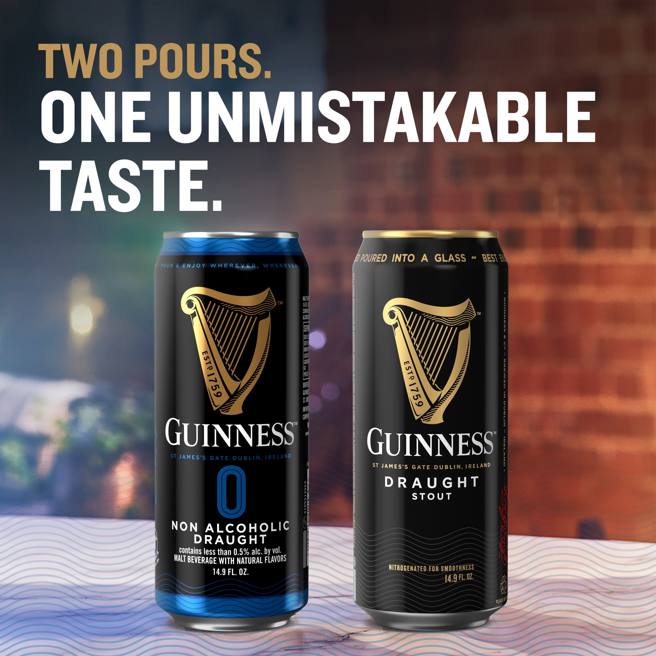 Guinness 0 Draught Non-Alcoholic Import Beer, 4 Pack Cans, 14.9 fl oz, Less Than 0.5% ABV