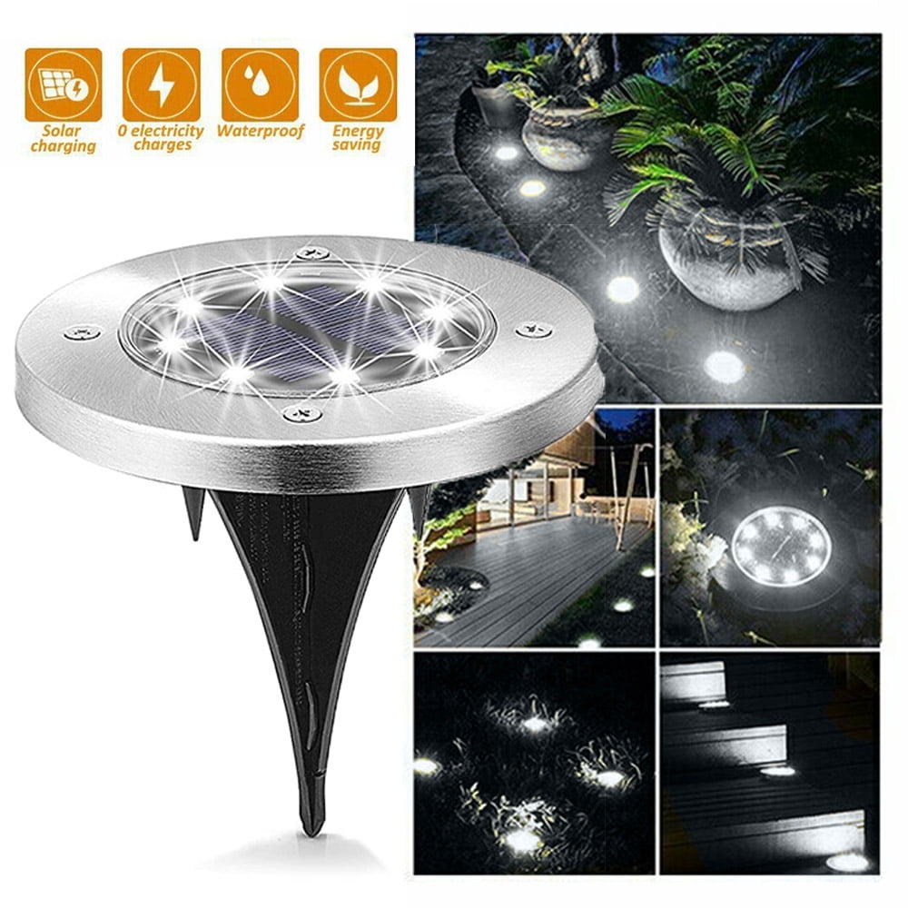 4PCS Underground 8 LED Solar Powered Decking Lights Yard Garden Lawn Path Lamp