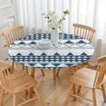 thumbnail image 3 of 44in Round Tablecloth with Elastic Edge, Waterproof Fitted Table Cover for 36-44" Tables, Boho Theme Polyester Reusable Table Cloths Wipe Clean for Picnic, Dining, Outdoor Use and Party Decor, 3 of 7