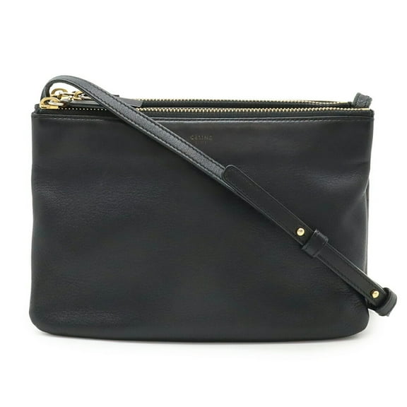 Pre-Owned CELINE Trio Small Shoulder Bag/Pouch in Black Leather (192033) (Good)