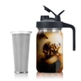 thumbnail image 1 of Jrssae Cafetera fría – Jarra fría de 32 oz con filtro súper denso de acero inoxidable, fácil de usar, duradera y resistente, clásica, sin BPA, resistente con tapa negra, fácil de limpiar, 1 of 5