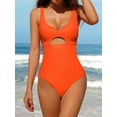 thumbnail image 3 of Womens Tummy Control Monikini Swimsuit for lady Cut Out One Piece Bath Suit Ribbed Swimsuit, 3 of 4