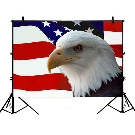 Image of 7x5ft Bald Eagle On American Flag Polyester Photography Backdrop For Studio Prop Photo Background