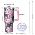 thumbnail image 2 of OBREWU French Bulldog and Flower Tumbler with Handle and Lid,French Bulldog and Flower 40oz Double Wall Vacuum Insulated Tumbler,Cups Gift for Women and Men, 2 of 7