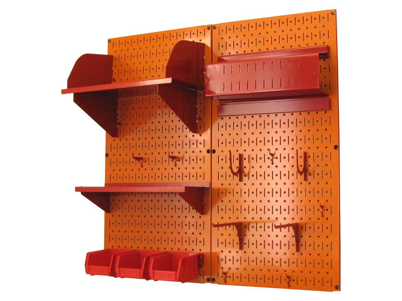 Wall Control Pegboard Hobby Craft Pegboard Organizer Storage Kit with Orange Pegboard and Red Accessories