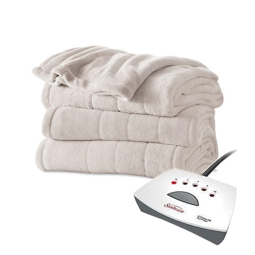 Sunbeam Channeled Velvet Plush Electric Heated Blanket ...