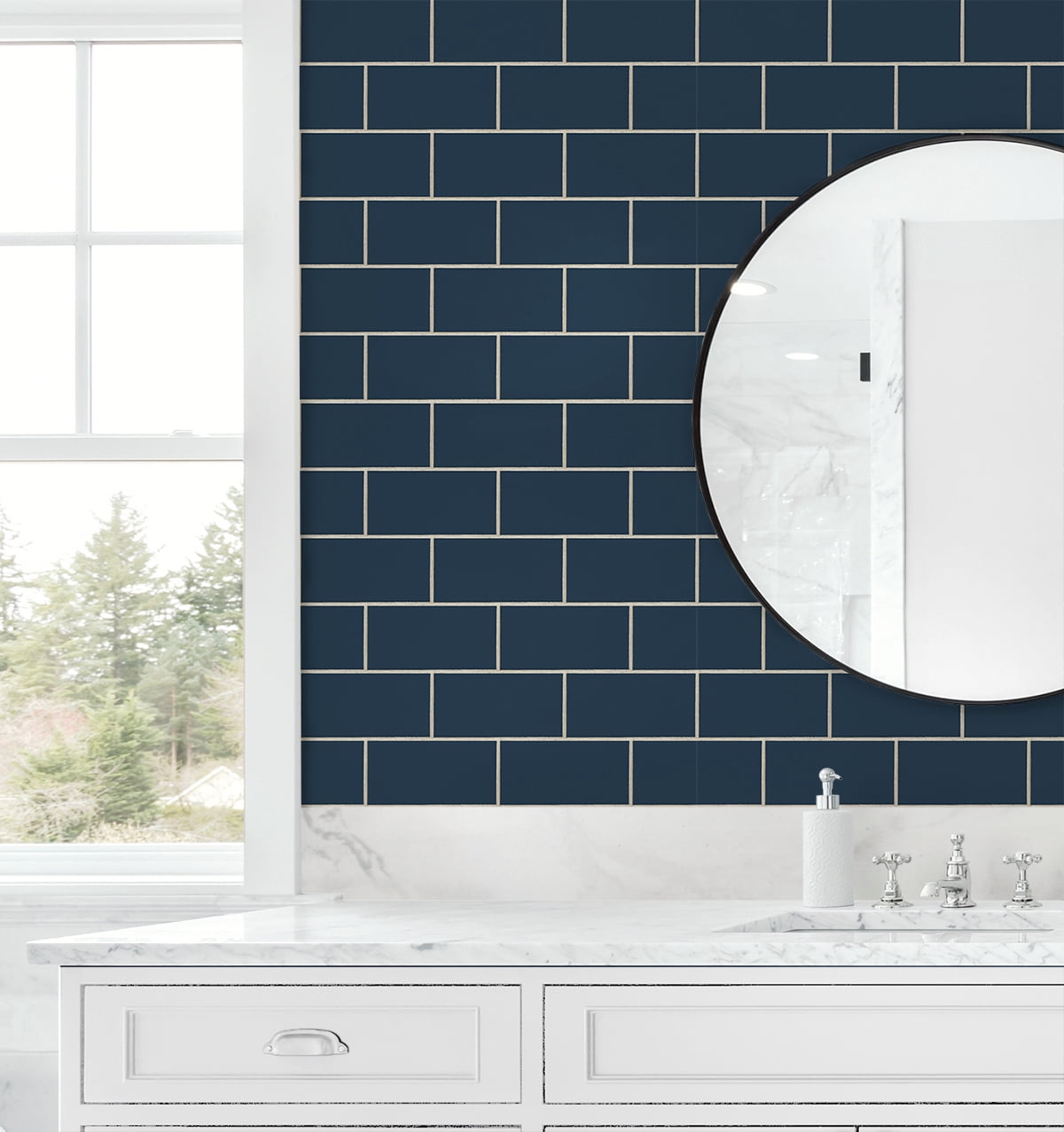 NextWall Retro Subway Tile Peel and Stick Wallpaper