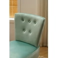 thumbnail image 5 of Accent Slipper Chair, Velvet Fabric Armless Chair with Tufted Back and Black Metal Legs, Upholstered Vanity Chair Side Chair for Living Room Bedroom Office, Weight Capacity 250 Lbs, Light Blue, 5 of 7