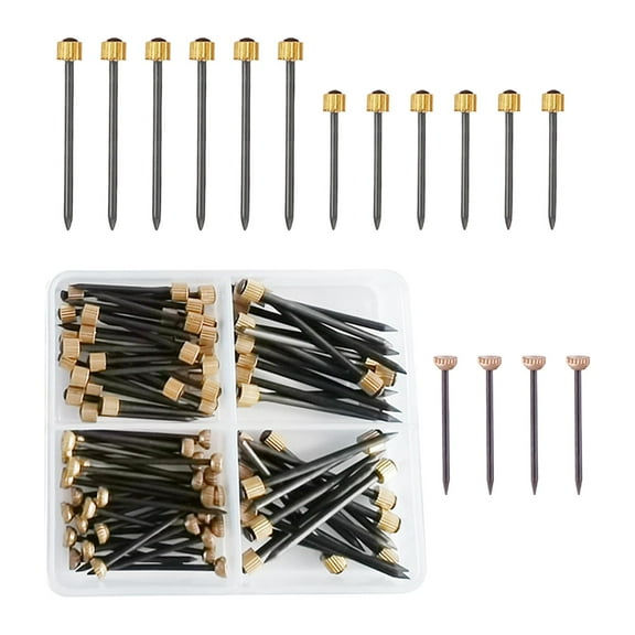 yotijay 90 Pieces Picture Hanging Nails Hardware Nails Assorted Brass Cap Wall Nails for