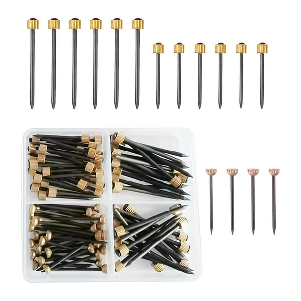 90 Piezas Clavos para Colgar Cuadros Clavos con Cabeza de Latón Clavos de Pared de Alta Resistencia para Colgar Marcos de Fotos de Relojes