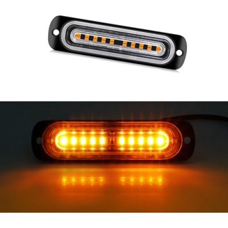 Xprite 8-Pack LED Amber/White Strobe Light Bar – Grill/Side Marker Emergency Beacon, 6W Each