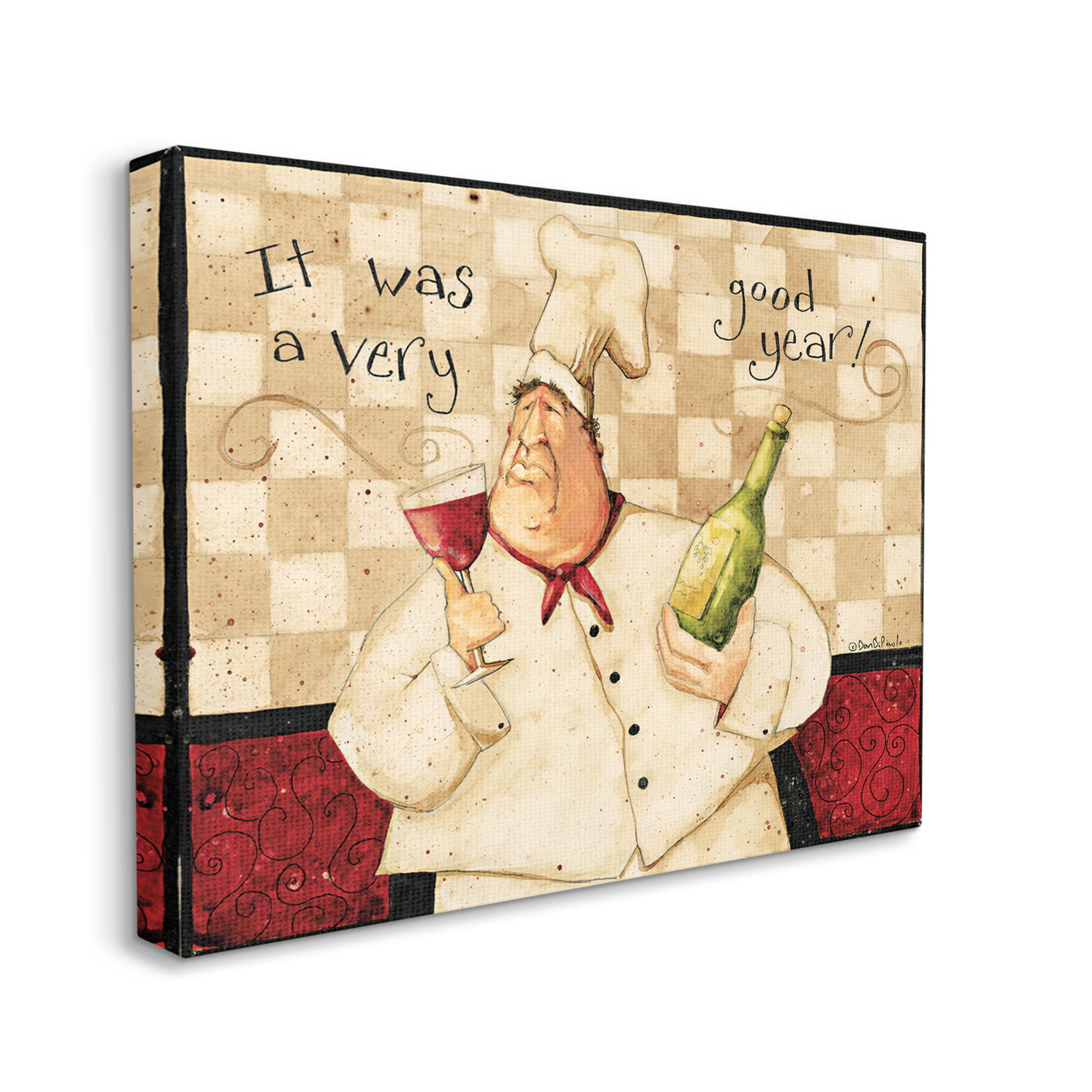 A Very Good Year Chef Wine Phrase Food & Beverage Graphic Art Gallery Wrapped Canvas Print Wall Art