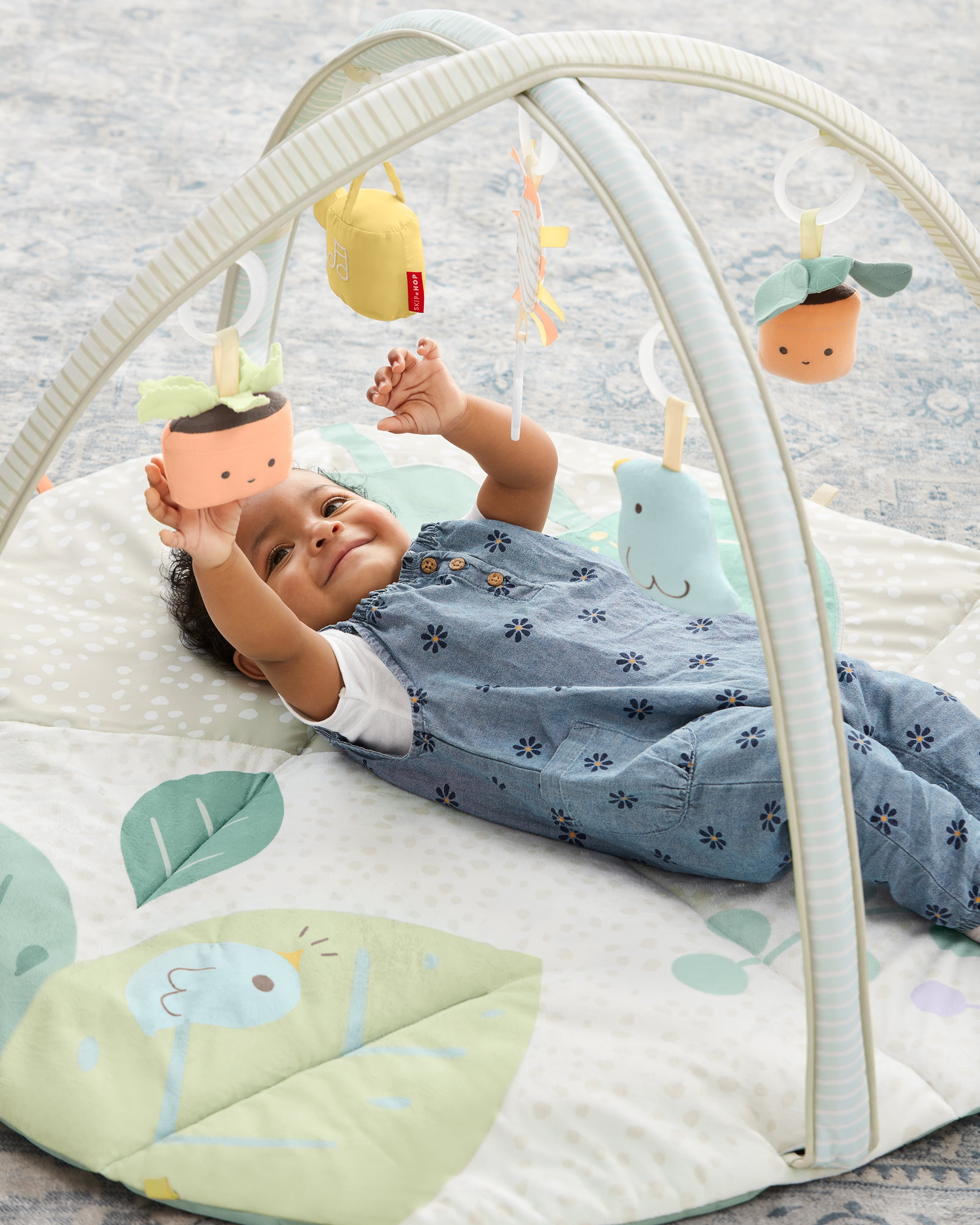 Skip Hop Baby Tummy Time Mat 3-in-1 Activity Play Gym for Ages 0-2y, Garden Oasis Green Multi
