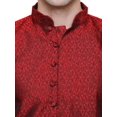thumbnail image 4 of Poly Silk Men's Kurta Pajama Set India Wedding Party Wear (Maroon, 3XL), 4 of 5