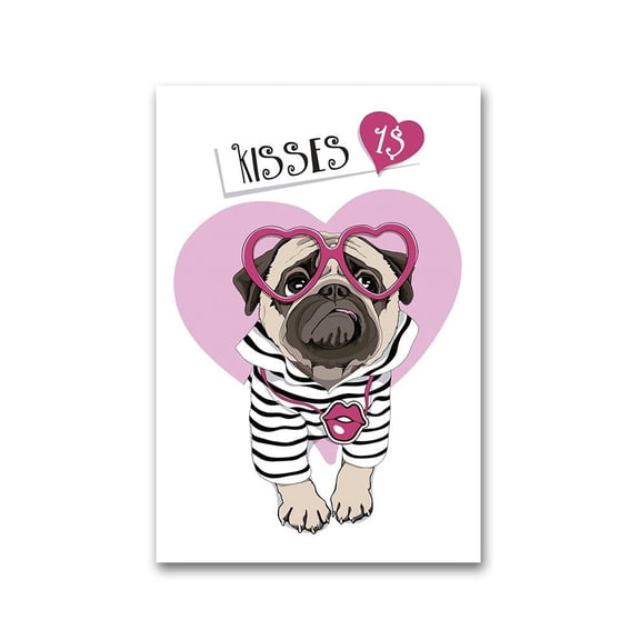 Cute Pug, Kisses 1 Dollar Poster -Image by Shutterstock