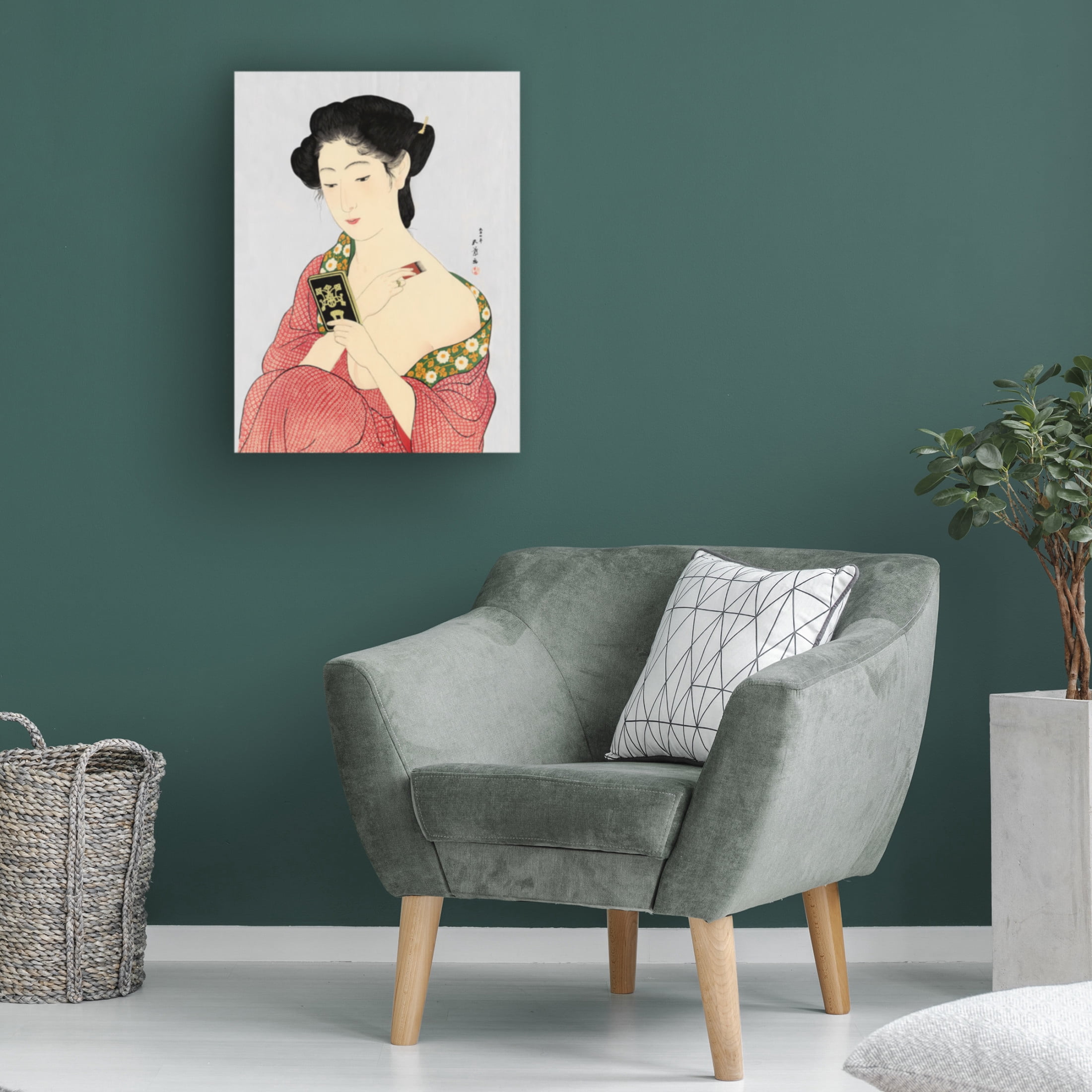 Canvas Wall Art - Vintage Lavoie 'Woman Applying Make Up Hashiguchi Goyo 1918' Wall Art for Living Room, Bedroom, or Office Décor by Trademark Fine Art - 18 x 24 Inches