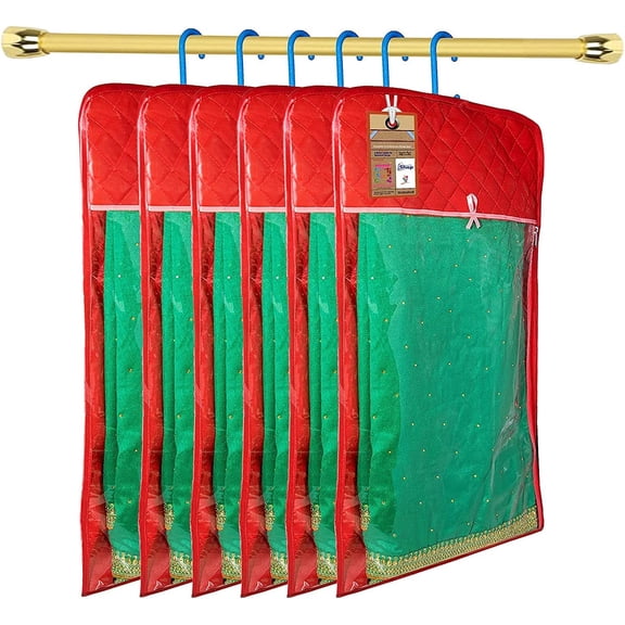 atorakushon 30'' Hanging Garment Suit Bags Storage Clothes Cover with Clear Window Zipper Closet for Tuxedos Shirts Fur Coats Pack of 6 Maroon