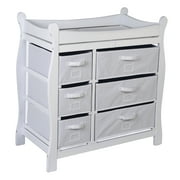 Badger Basket Sleigh Style Baby Wood Changing Table with 6 Baskets
