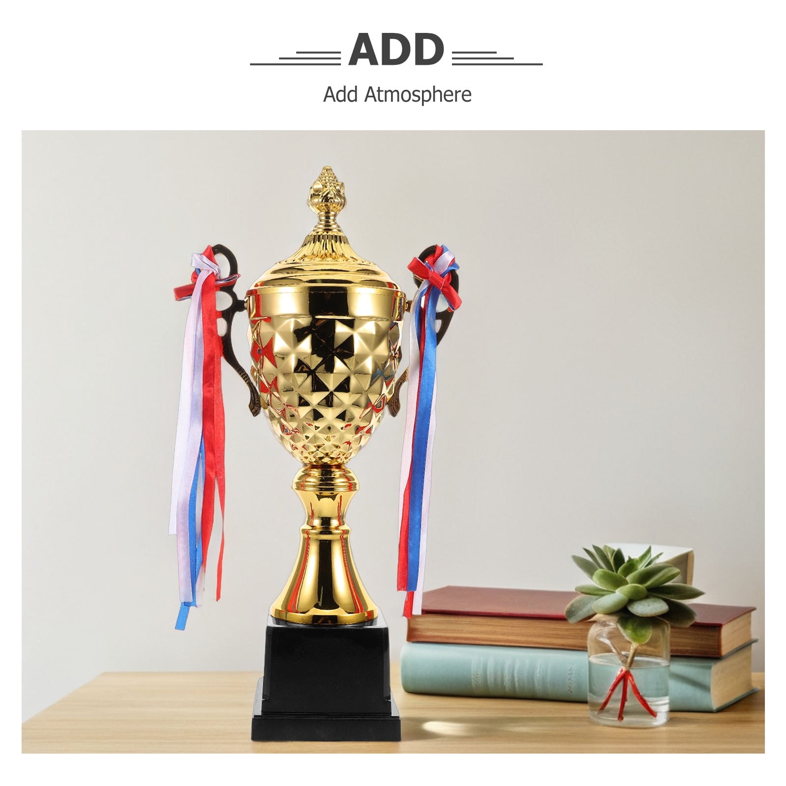OFFIGAM Large Orange Metal Trophy Cup for Sports Awards Decoration Durable Design Ideal for Competitions 14 in