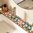 thumbnail image 2 of Yayeee Faucet Mat for Kitchen Sink 30" Diatomite Long Splash Guard Pad, Green Checkered Daisy, 2 Pack, 2 of 7