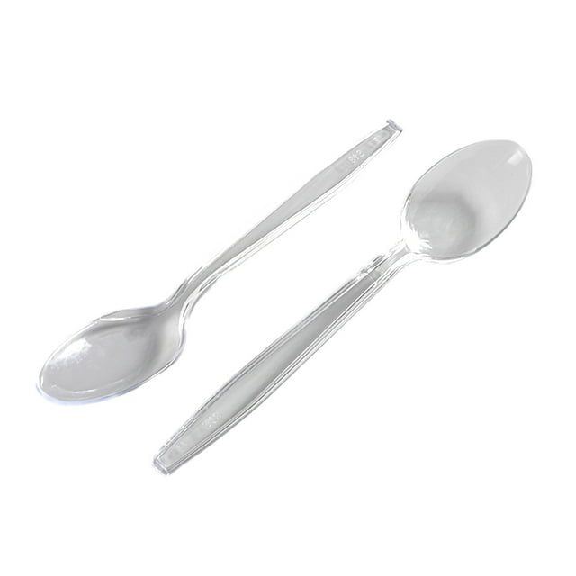 Cucharas de plástico transparente, utensilios desechables resistentes para todas las ocasiones, cubiertos de plástico transparente que garantizan la higiene y la comodidad, plástico de poliestireno