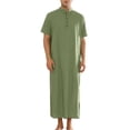 thumbnail image 1 of Camisones INSPIRE CHIC para hombres de manga corta con cuello de pie, pijama cómodo XL Verde Oliva, 1 of 5