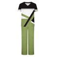 thumbnail image 1 of Camisetas de Manga Larga Mujeres Imprimir Manga Corta V-Cuello Superior Y Pantalones Largos Traje de Trabajo Conjunto, Nylon para Primavera Verano Casual, 1 of 9