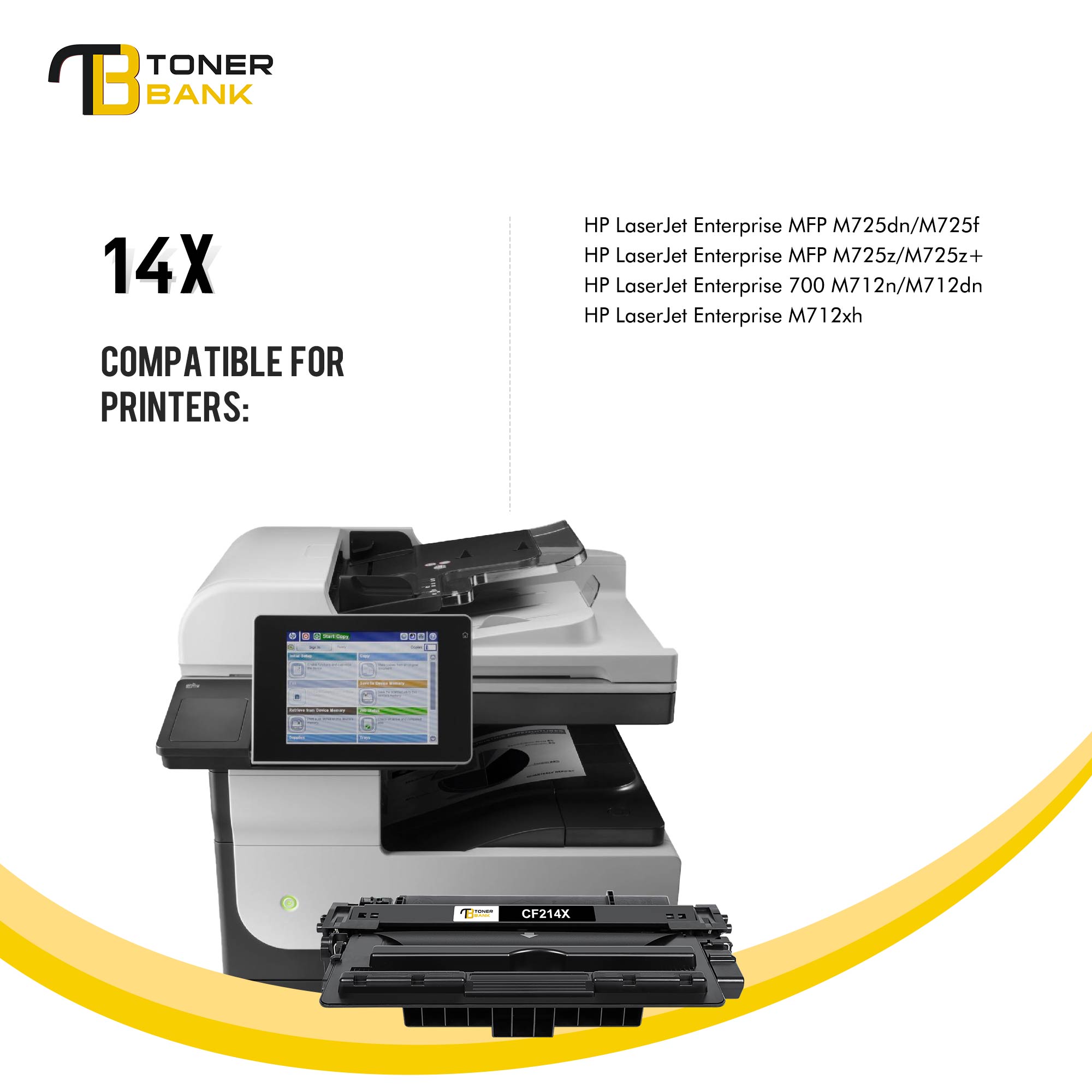 Toner Bank 4-Pack Compatible Toner Replacement Cartridge for HP CF214X LaserJet Enterprise MFP-M725dn M725f M725z+ M712n M712dn M712xh Printer Ink Black - image 2 of 7