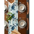 thumbnail image 2 of Teal Blue Turtle Coastal Table Runner 120 Inches, Vintage Stripe Beach Botanical Bed Runner Dresser Scarves Tabletop for Indoor Outdoor Parties/Ceremony/Banquet, 13"x 120", 2 of 8