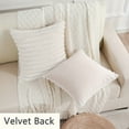 thumbnail image 4 of Pack of 2 Faux Fur Plush Decorative Throw Pillow Covers Luxury Striped Soft Pillowcase Cushion Covers for Sofa Couch Bedroom Cream White, 4 of 7