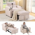 thumbnail image 2 of Ebello 3-in-1 Sleeper Sofa Bed, Corduroy Convertible Pullout Futon Couch with Adjustable Backrest, Phone Holders & USB Ports for Apartment, Small Space, 1-Seat(Beige), 2 of 11