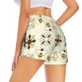 thumbnail image 2 of Uemuo Sweet Bee Pattern Women's Athletic Shorts High Waisted Running Shorts with Liner Pockets Gym Elastic Workout Shorts-, 2 of 9