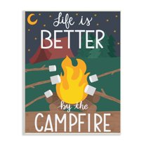 Stupell Industries Life's Better by Campfire Phrase Outdoor Summer Adventure Typography Painting Unframed Art Print Wall Art, 13 x 19