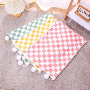 Sentmoon Cats Bed Dog Bed Pet Bed Small Dog Bed 50x40cm Checkerboard Fluff Ball Pet Warm Blanket/pussy Bed/dog Bed