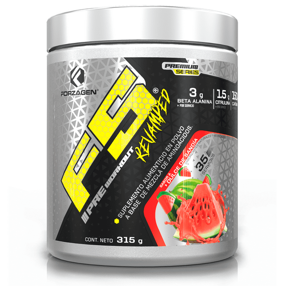 Pre entrenamiento F5 Revamped 315 g Energía y Concentración sabor a Dulce de Sandía 35 Serv Forzagen F5RVSANDIA