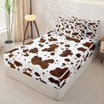 thumbnail image 3 of Manfei Rustic Cow Print Zipper Twin Comforter Sets with Fitted Sheet and 2 Pillowcases,Rustic Farm Animal Zipper Bedding Set,Chocolate Brown,Reversible, 3 of 7