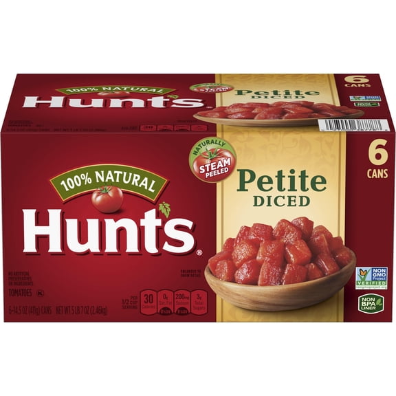 (6 Cans) Hunt's Petite Diced Tomatoes 14.5 Oz