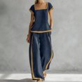 thumbnail image 2 of SONXAHE Women's Contrast Trim Matching Sets Square Neck Resort Vacation Suits, 2 of 4