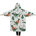 thumbnail image 2 of Oversized Wearable Blanket Hoodie,Green Dinosaurs Christmas Pattern Sherpa Blanket Hoodie with Super Pockets,Super Warm Fuzzy Pullover for Women & Men, 2 of 6