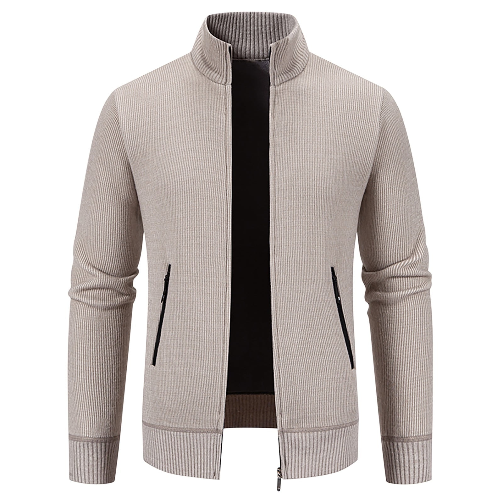 Xysaqa Men's Knitted Cardigan Sweaters Casual Full Zip Long Sleeve